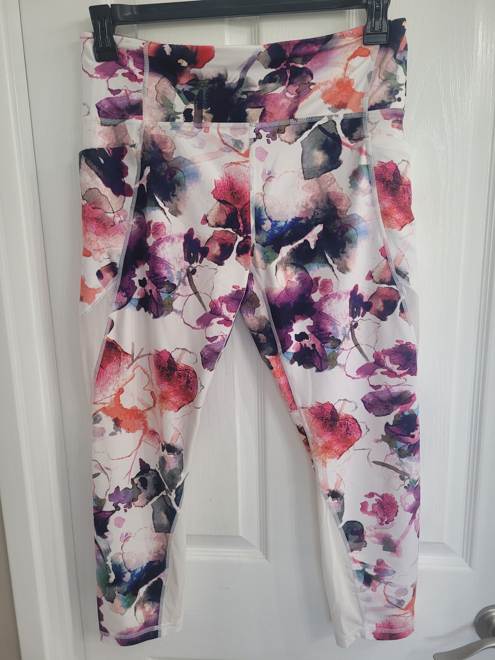 Athleta White and Purple Mudra Leggings Floral 7/8 - Picture 2 of 9